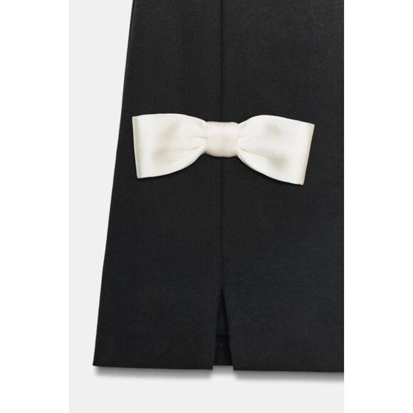 ZARA CONTRAST BOW MINI DRESS - Picture 6 of 6